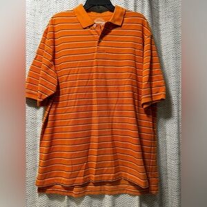 Authentic ConsensusOrange with Navy/white Striped Polo Shirt
